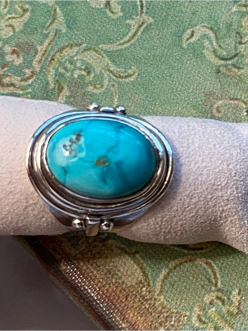Turquoise Oval Statement Ring in Sterling Silver